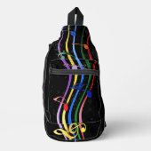 Personalized Rainbow Colored Music Notes Sling Bag (Voorkant)