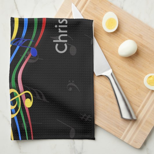 Personalized Rainbow Colored Music Notes Theedoek (Quarter Fold)