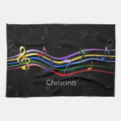 Personalized Rainbow Colored Music Notes Theedoek (Horizontaal)