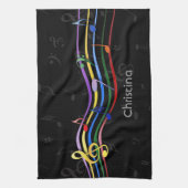 Personalized Rainbow Colored Music Notes Theedoek (Verticaal)