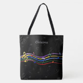 Personalized Rainbow Colored Music Notes Tote Bag (Voorkant)