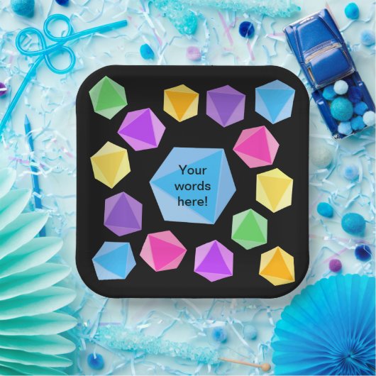 Personalized Rainbow Dice Papieren Bordje (Feest)