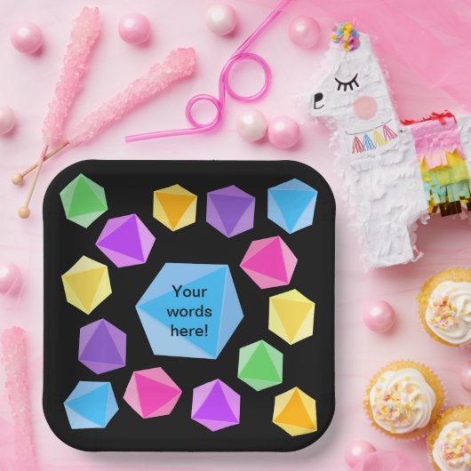 Personalized Rainbow Dice Papieren Bordje (Feest)
