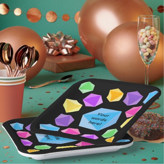 Personalized Rainbow Dice Papieren Bordje (Multi)