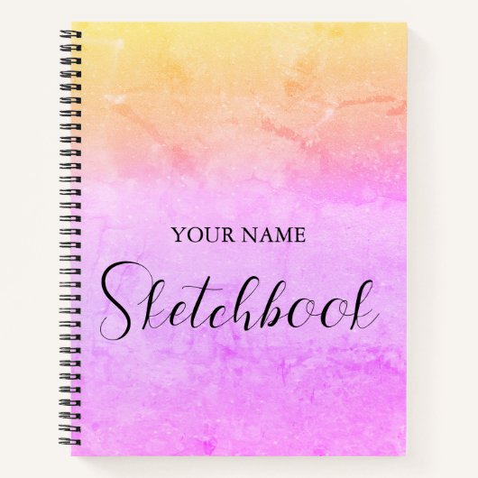 Personalized Rainbow Gradient Name Sketchbook  Notitieboek (Voorkant)