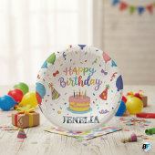 Personalized Rainbow Happy Birthday Cake Balloons Papieren Kommen