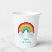 Personalized Rainbow Kids Birthday Custom Name Papieren Bekers (Achterkant)