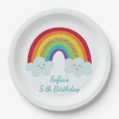 Personalized Rainbow Kids Birthday Custom Name Papieren Bordje (Voorkant)