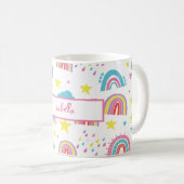 Personalized Rainbow Mug for Girls with Name Koffiemok (Voorkant rechts)