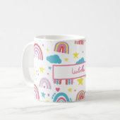 Personalized Rainbow Mug for Girls with Name Koffiemok (Voorkant links)