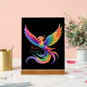Personalized Rainbow Phoenix Name Birthdate Gift Acryl Bord (Huwelijk)