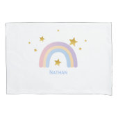 Personalized Rainbow Pillow Cover with Gold Stars  Kussensloop (Voorkant)