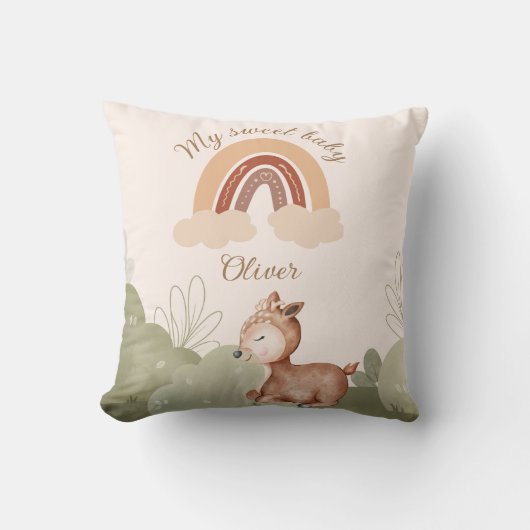Personalized rainbow pillow with name kussen (Voorkant)