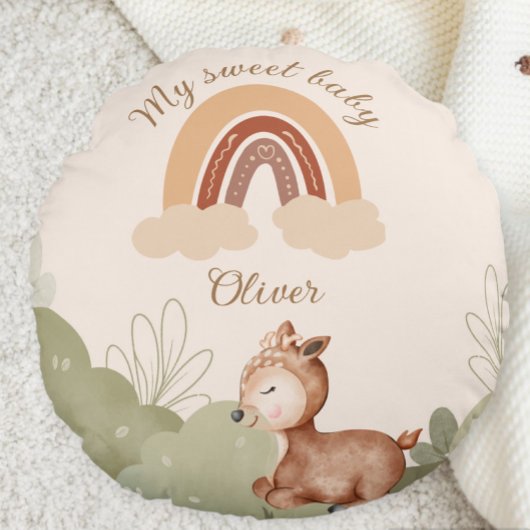 Personalized rainbow pillow with name rond kussen