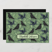 Personalized Ravens Note Card in Green Notitiekaartje (Voorkant / Achterkant)
