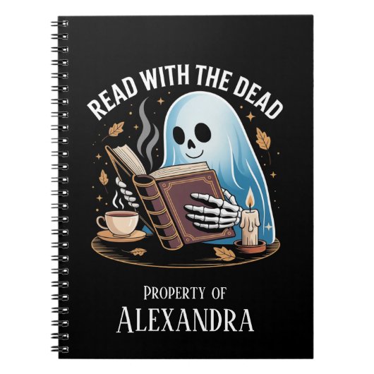 Personalized Reading Journal Spooky Ghost Skeleton Notitieboek (Voorkant)