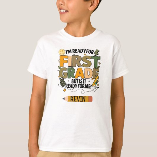 Personalized Ready For First Grade T-Shirt (Voorkant)