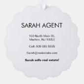 Personalized Real Estate Agent Santa Business Card Ornament Kaart (Achterkant)
