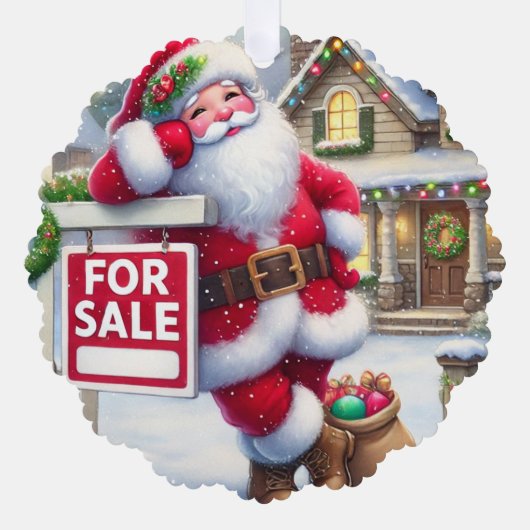 Personalized Real Estate Agent Santa Business Card Ornament Kaart (Voorkant)