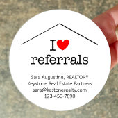 Personalized Realtor I Love Referrals Ronde Sticker