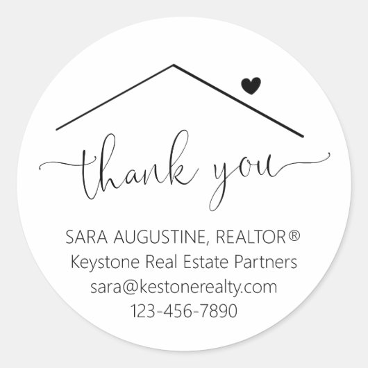 Personalized Realtor Thank You Sticker (Voorkant)