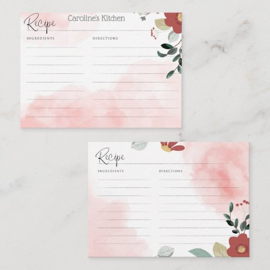 Personalized Recipe Card for Bridal Shower Informatiekaartje (Voorkant / Achterkant)