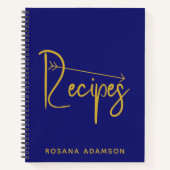 Personalized Recipe Journal (Indigo Blue & Gold) Notitieboek (Voorkant)