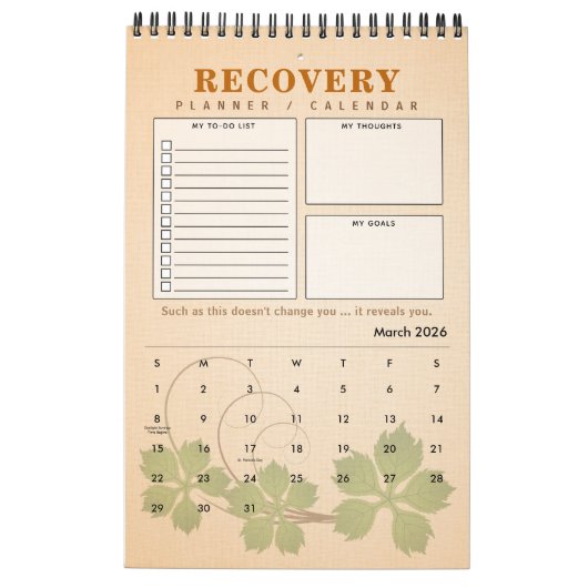 PERSONALIZED Recovery Quote Progress Gift Planner Kalender (Mar 2026)