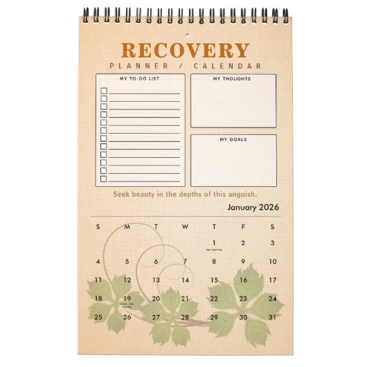 PERSONALIZED Recovery Quote Progress Gift Planner Kalender (Jan 2026)