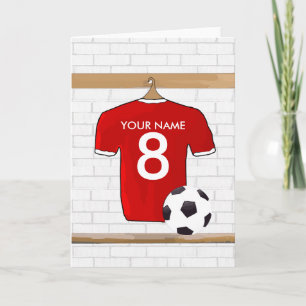 Personalized Red and White Football Soccer Jersey Kaart