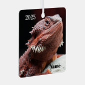 Personalized Red Bearded Dragon Lizard Metalen Ornament (Voorkant Rechts)