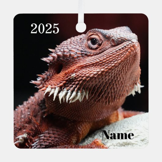Personalized Red Bearded Dragon Lizard Metalen Ornament (Voorkant)