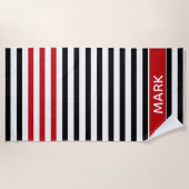 Personalized Red Black And White Multi Stripe Strandlaken (Voorkant)