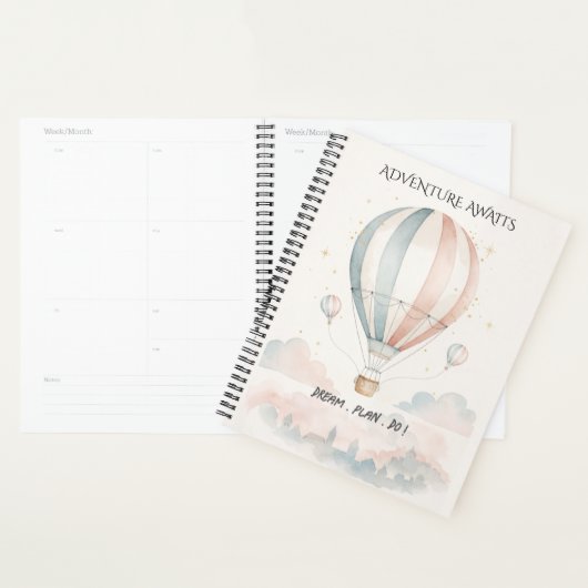 Personalized Red/Blue Stripe Hot Air Balloon Planner (Display)