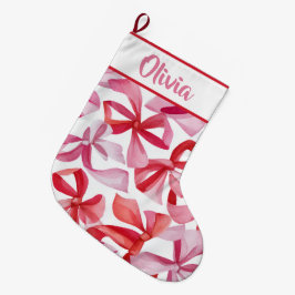 Personalized Red Bows & Ribbons Christmas Stocking Grote Kerstsok