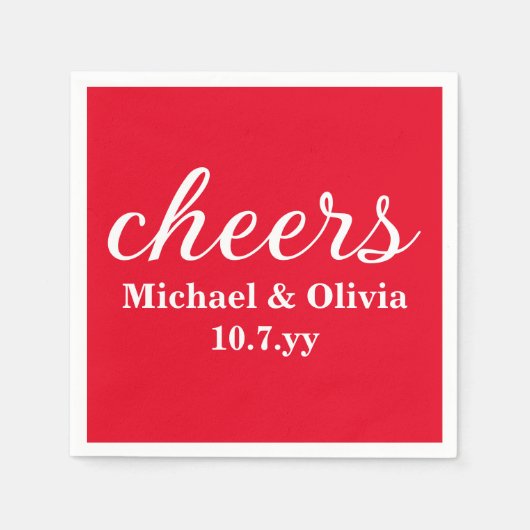 Personalized Red Bride Groom Wedding Bar Reception Servet (Voorkant)