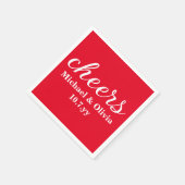 Personalized Red Bride Groom Wedding Bar Reception Servet (Hoek)