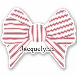 Personalized Red Christmas Bow Sticker