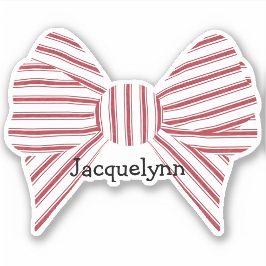 Personalized Red Christmas Bow Sticker (Voorkant)