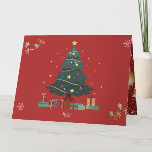Personalized Red Christmas New Year Kaart (Achterkant)