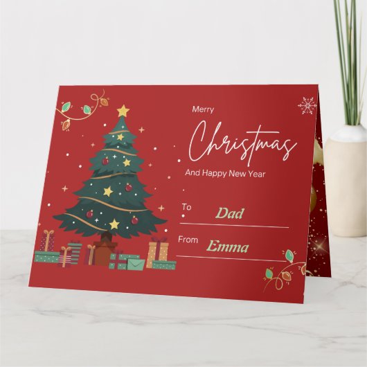 Personalized Red Christmas New Year Kaart (Voorkant)