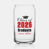Personalized Red Class of 2026 Graduation Blikvorm Glas (Voorkant)