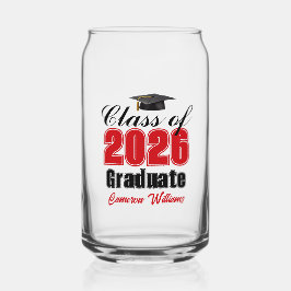 Personalized Red Class of 2026 Graduation Blikvorm Glas