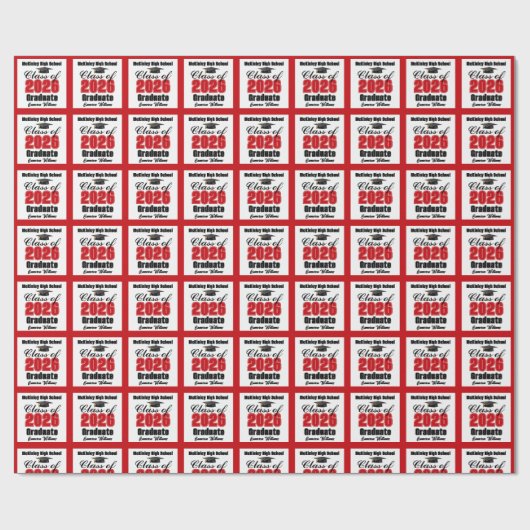 Personalized Red Class of 2026 Graduation Cadeaupapier (Vlak)