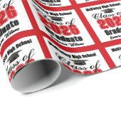 Personalized Red Class of 2026 Graduation Cadeaupapier (Rol Hoek)
