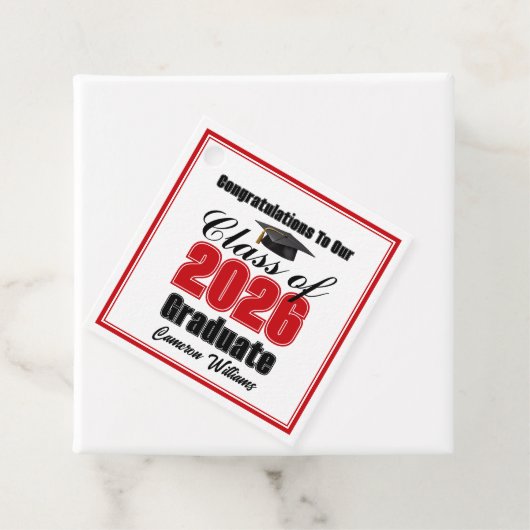 Personalized Red Class of 2026 Graduation Party Bedankjes Labels (In situ)