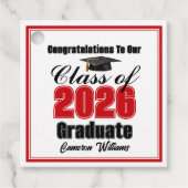 Personalized Red Class of 2026 Graduation Party Bedankjes Labels (Voorkant)