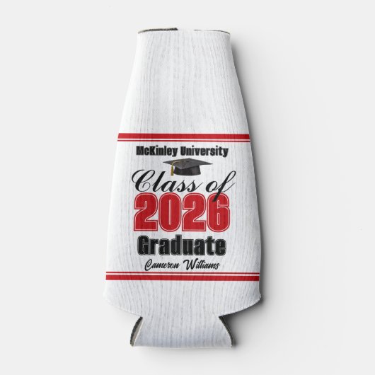 Personalized Red Class of 2026 Graduation Party Flesjeskoeler (Voorkant)