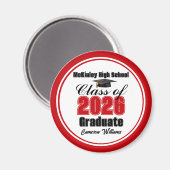 Personalized Red Class of 2026 Graduation Party Magneet (Voorkant / Achterkant)