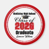 Personalized Red Class of 2026 Graduation Party Magneet (Voorkant)